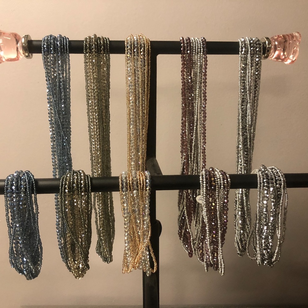 Multi-strand Beaded Necklace/Bracelet Set